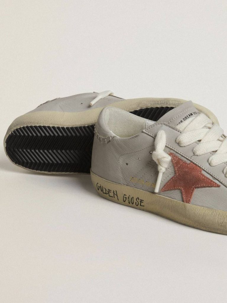 Golden Goose Super-Star Ltd In Gray Leather With Brick-Red Suede Star Women Super-Star