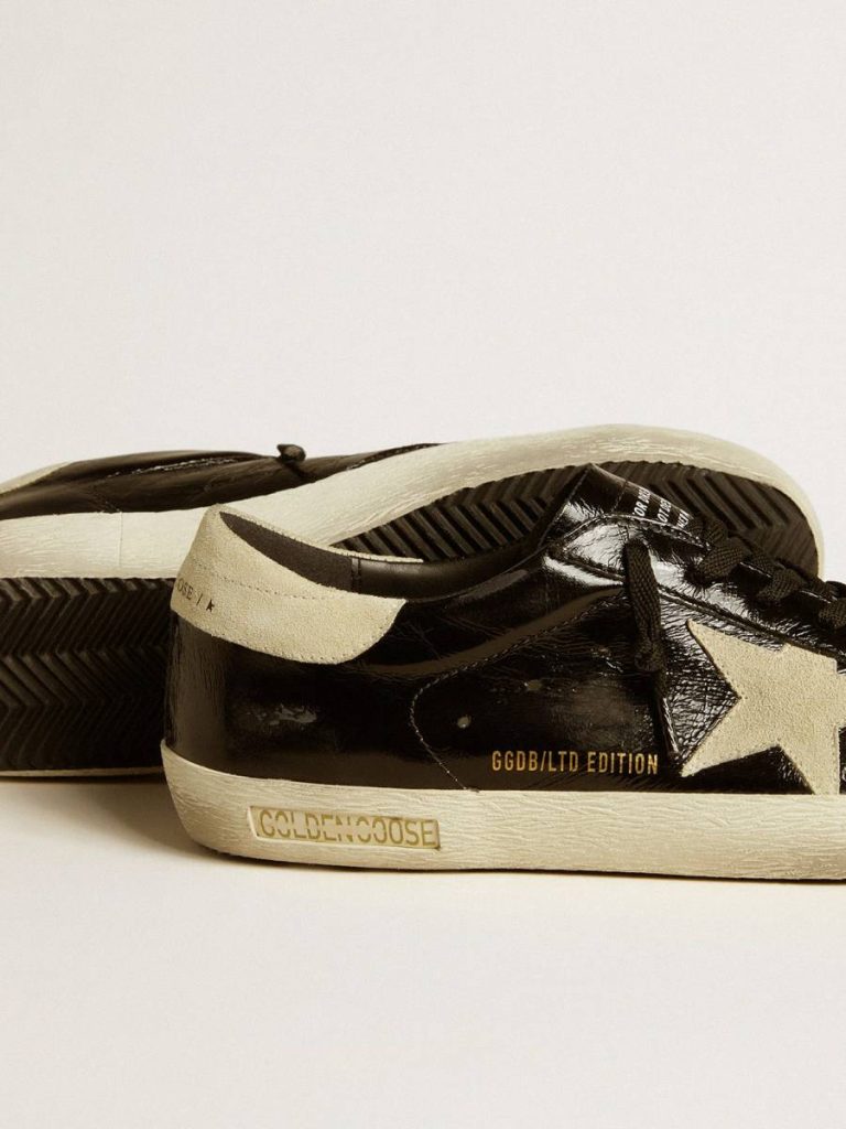 Golden Goose Super-Star Men Men's Super-Star Ltd In Black Patent Leather With Suede Star And Heel Tab