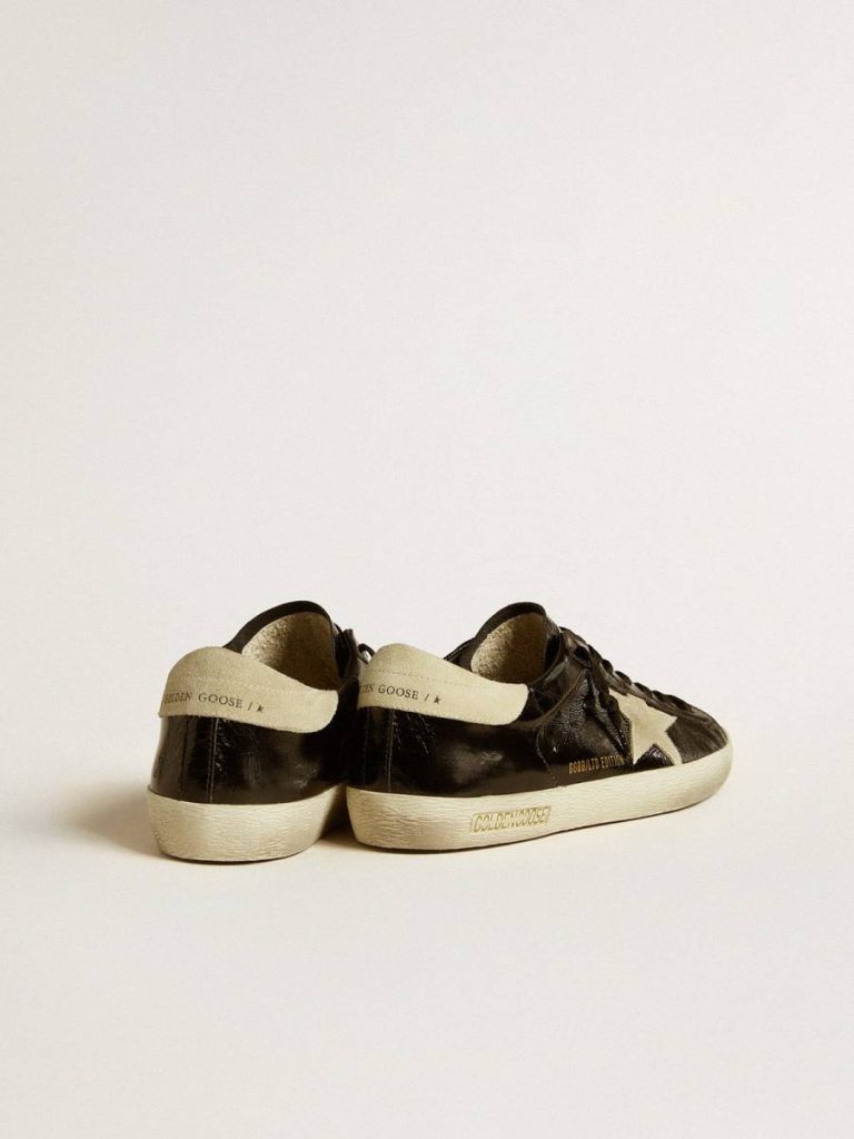 Golden Goose Super-Star Men Men's Super-Star Ltd In Black Patent Leather With Suede Star And Heel Tab