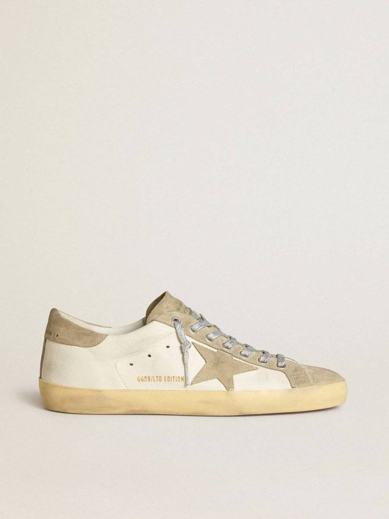 Golden Goose Super-Star Men’s Super-Star In Nappa With Ice-Gray Suede Star And Black Embroidery Men