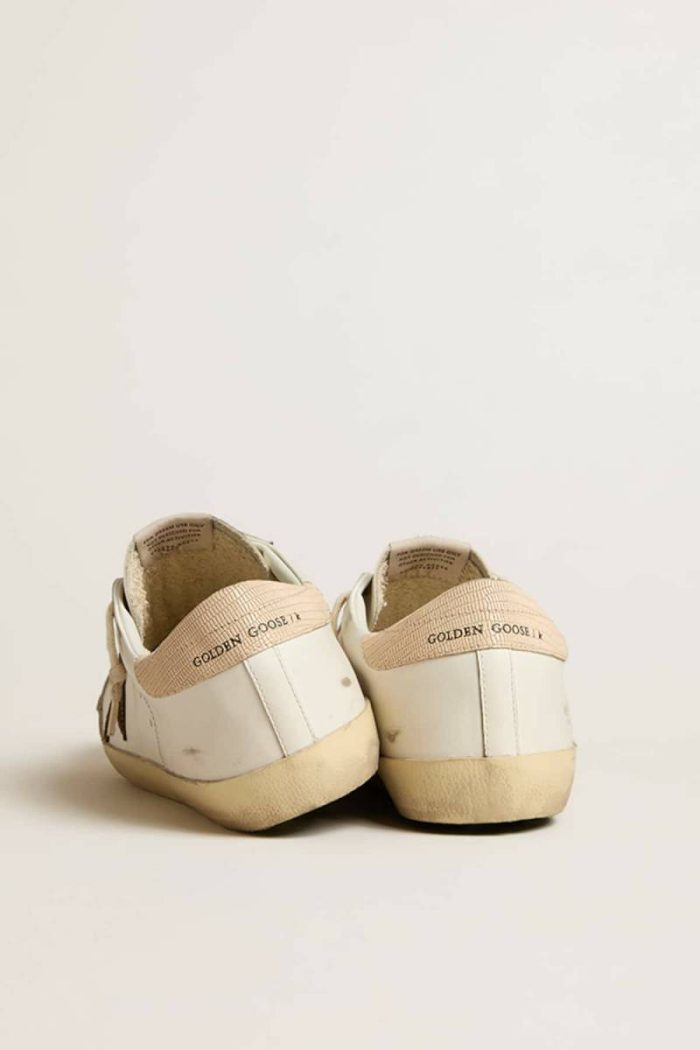 Golden Goose Super-Star Optical White Men Men’s Super-Star Sneakers With Brown Suede Star And Pink Heel Tab