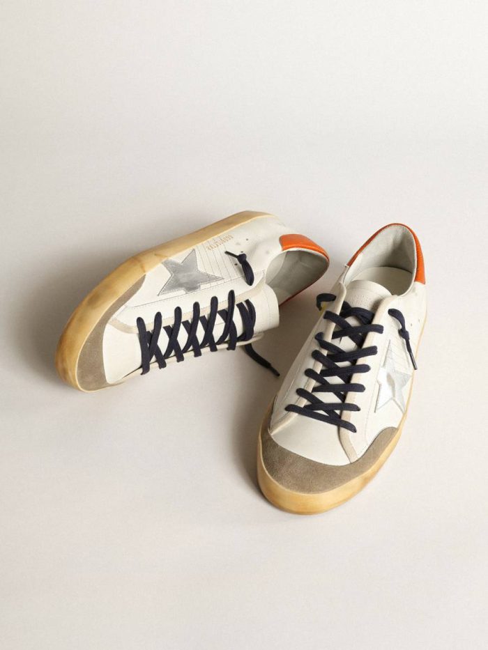Golden Goose Super-Star Penstar With Silver Star And Orange Heel Tab Super-Star Men White