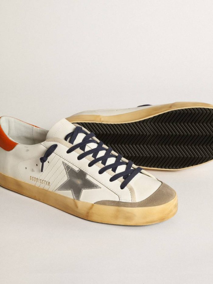 Golden Goose Super-Star Penstar With Silver Star And Orange Heel Tab Super-Star Men White