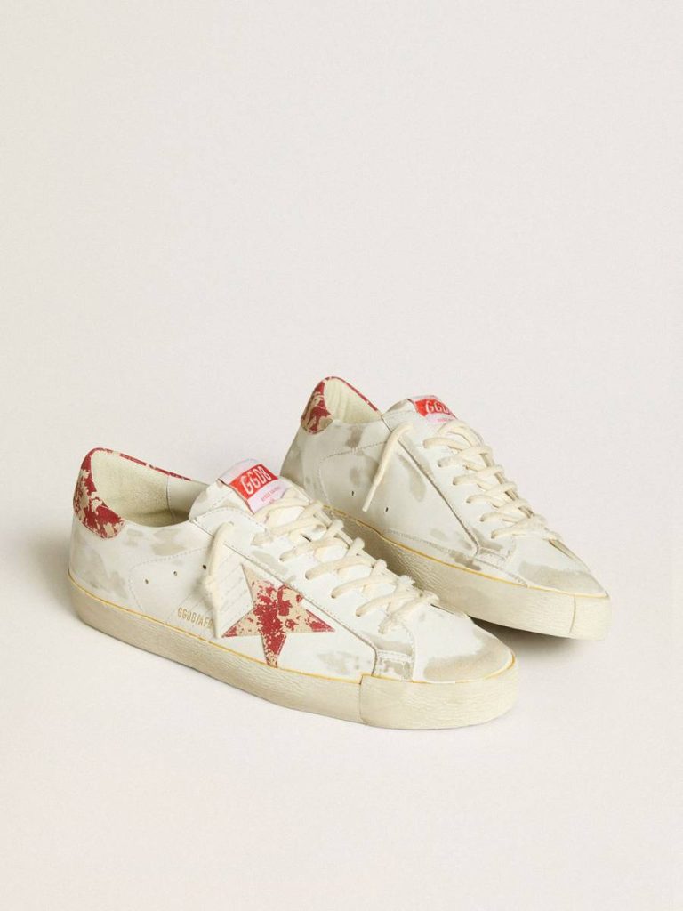 Golden Goose Super-Star White Men's Super-Star Lab With Rust-Effect Star And Heel Tab Men