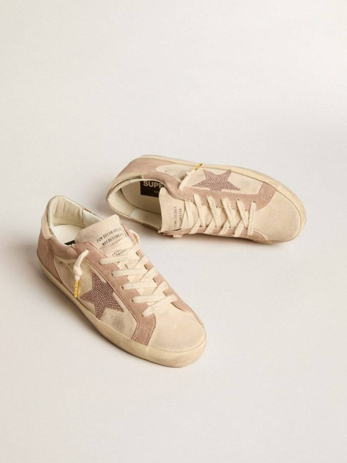 Golden Goose Super-Star Women Woman's Super-Star In Pale Pink Suede With Suede Star And Platinum Heel Tab