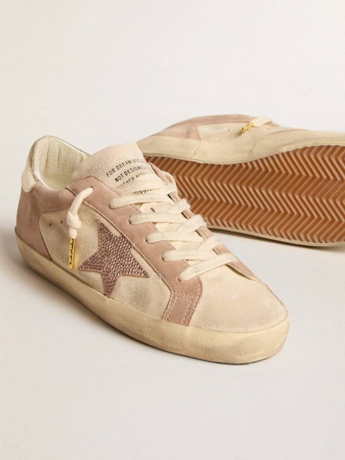 Golden Goose Super-Star Women Woman's Super-Star In Pale Pink Suede With Suede Star And Platinum Heel Tab