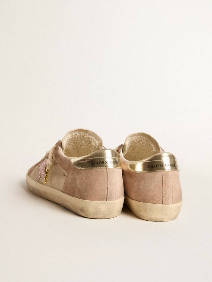 Golden Goose Super-Star Women Woman's Super-Star In Pale Pink Suede With Suede Star And Platinum Heel Tab