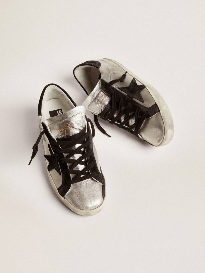 Golden Goose Super-Star Women Women's Super-Star In Silver Leather With Contrasting Inserts