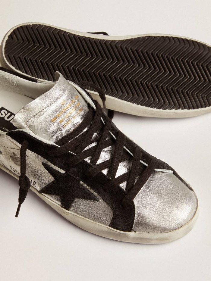 Golden Goose Super-Star Women Women's Super-Star In Silver Leather With Contrasting Inserts