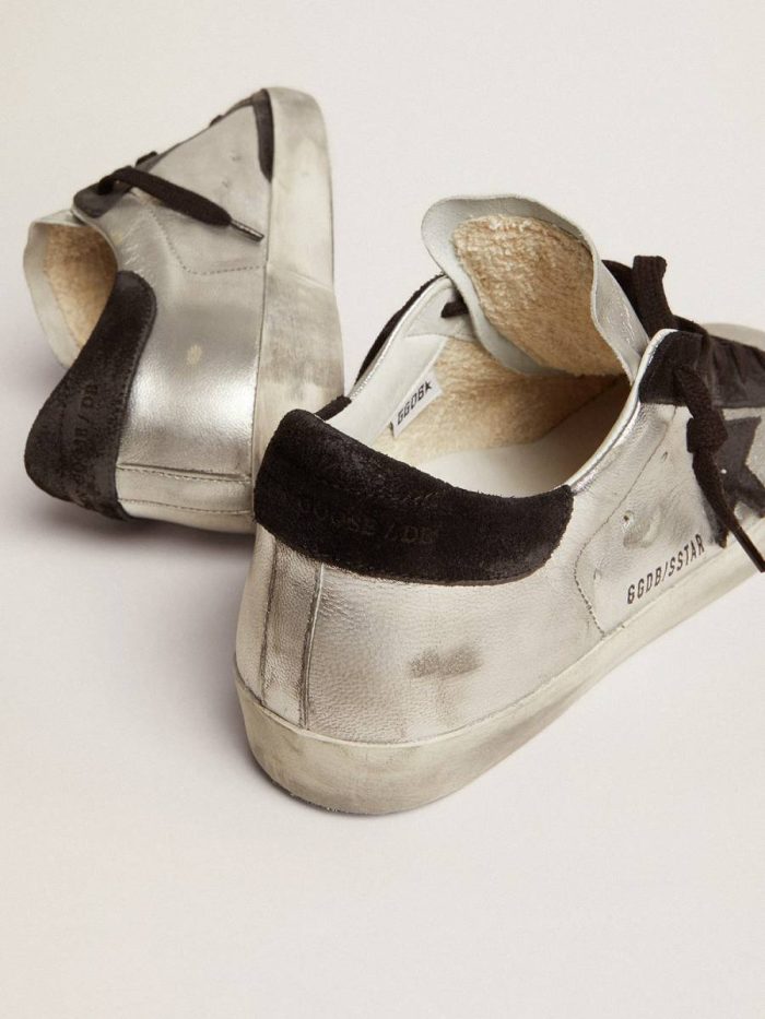 Golden Goose Super-Star Women Women's Super-Star In Silver Leather With Contrasting Inserts