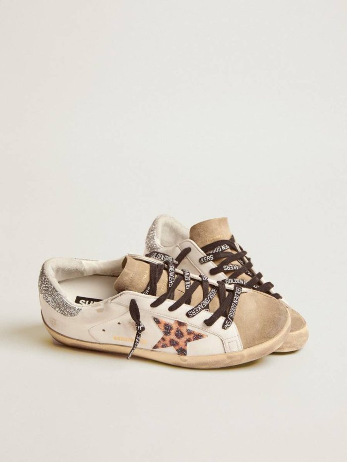Golden Goose Super-Star Women Women's Super-Star Ltd With Leopard Print And Swarovski Crystal Star White