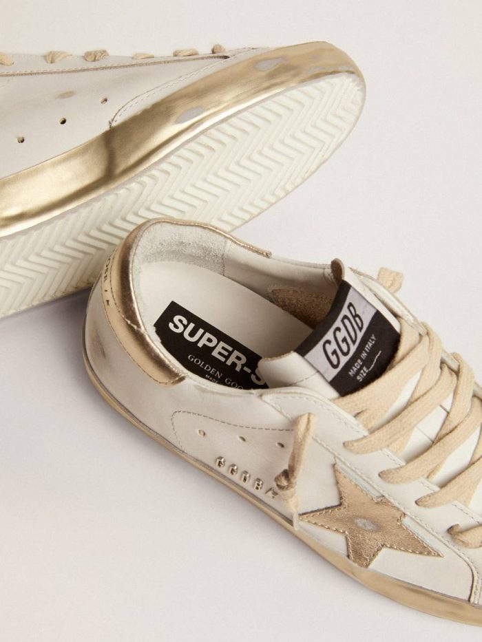 Golden Goose Super-Star Women Women's Super-Star With Gold Sparkle Foxing And Metal Stud Lettering