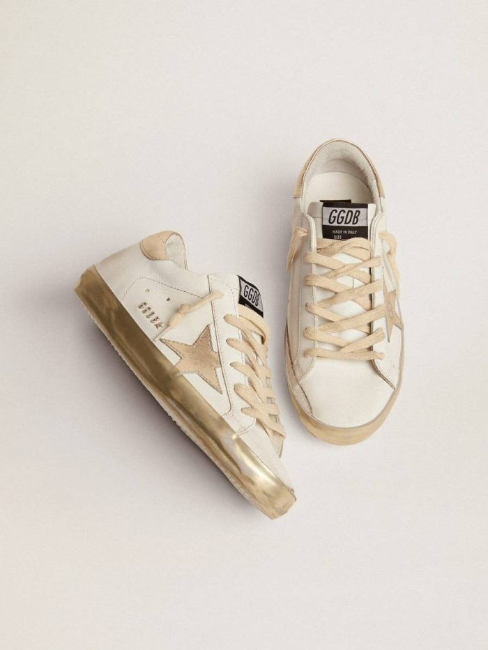 Golden Goose Super-Star Women Women's Super-Star With Gold Sparkle Foxing And Metal Stud Lettering