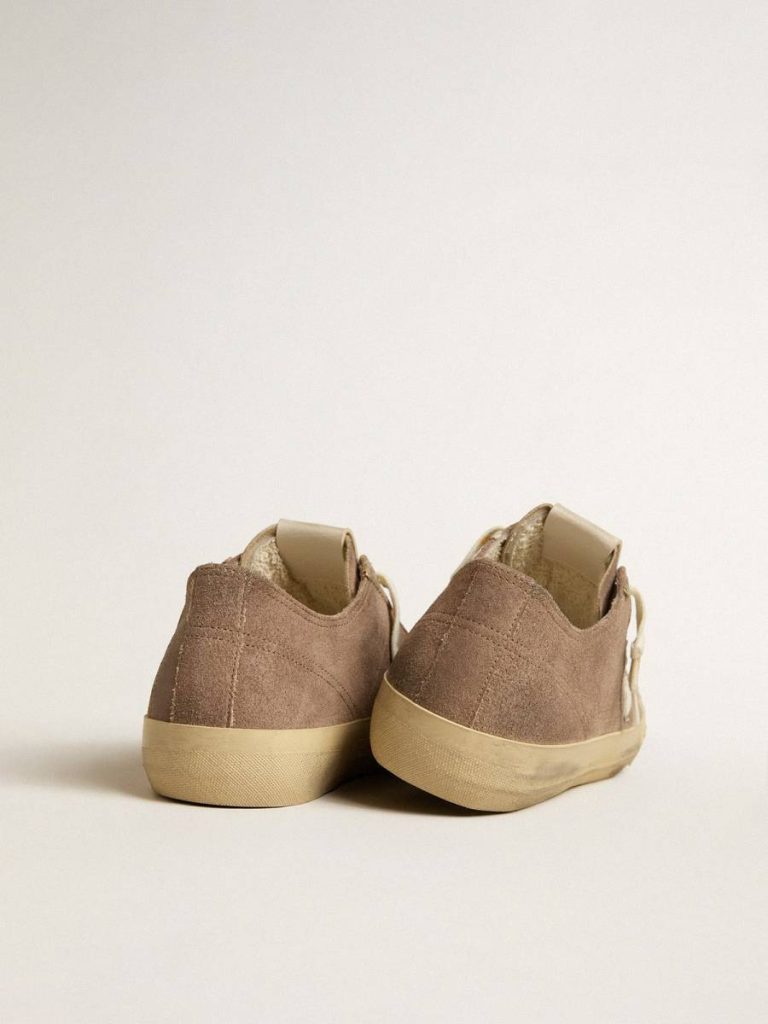Golden Goose V-Star Men V-Star In Dove-Gray Suede With White Nappa Leather Star