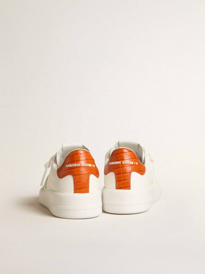 Golden Goose White Men Purestar Men's Purestar With White Leather Star And Orange Heel Tab