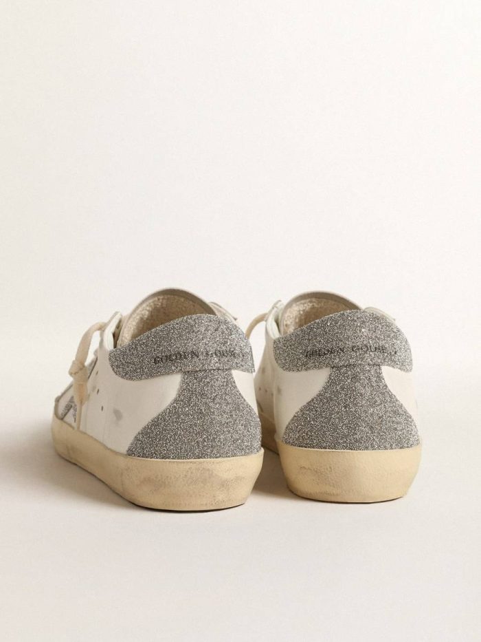 Golden Goose White Super-Star Women’s Super-Star With Silver Swarovski Crystal Star And Heel Tab Women
