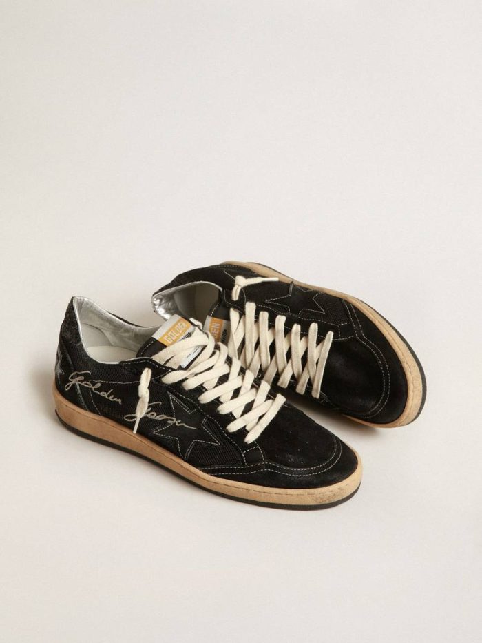 Golden Goose Women Ball Star In Black Mesh With Black Suede Star Ball Star