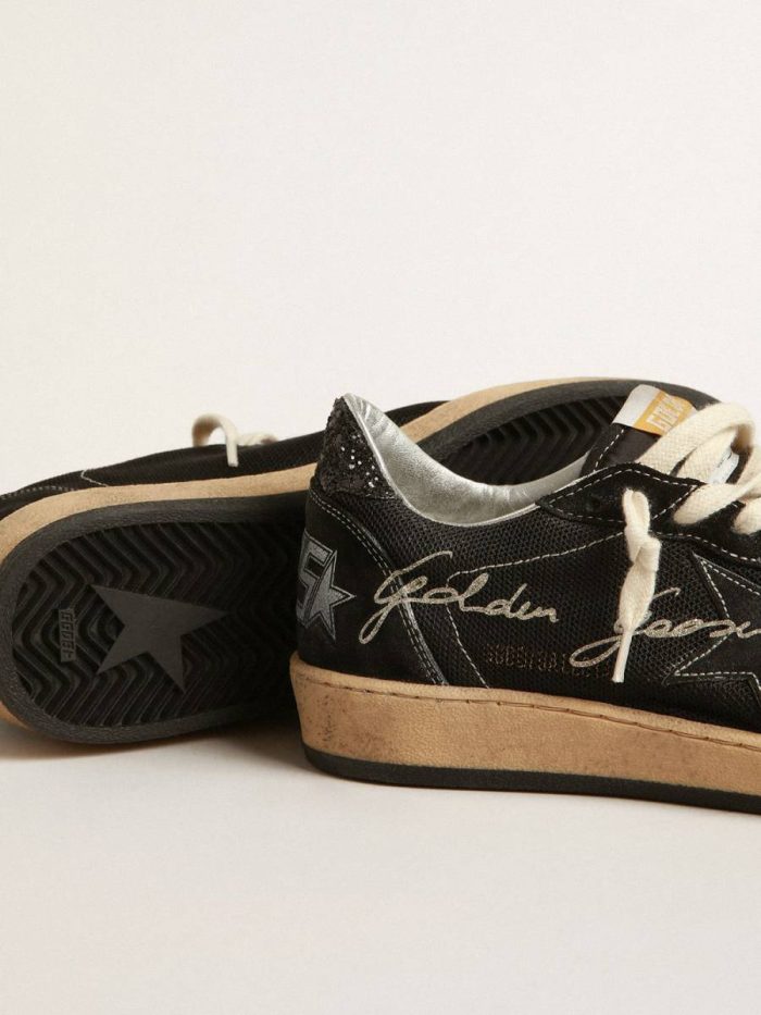 Golden Goose Women Ball Star In Black Mesh With Black Suede Star Ball Star