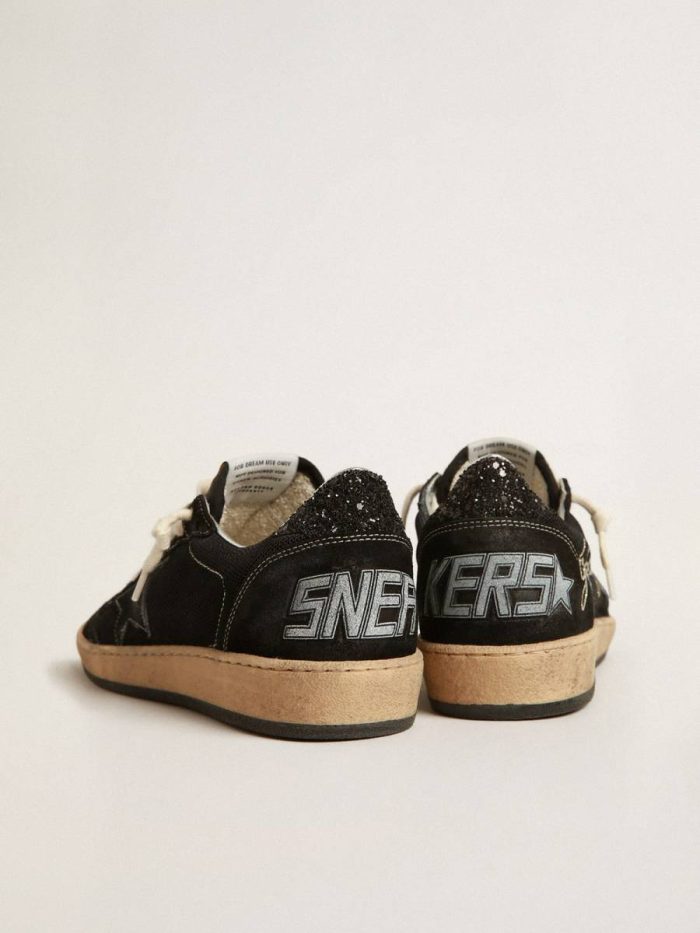 Golden Goose Women Ball Star In Black Mesh With Black Suede Star Ball Star