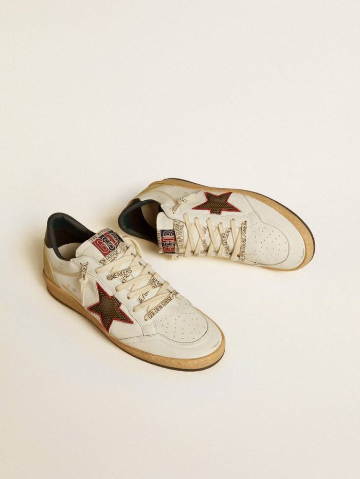 Golden Goose Women Ball Star Women’s Ball Star Ltd With Mesh Star And Midnight Blue Leather Heel Tab White