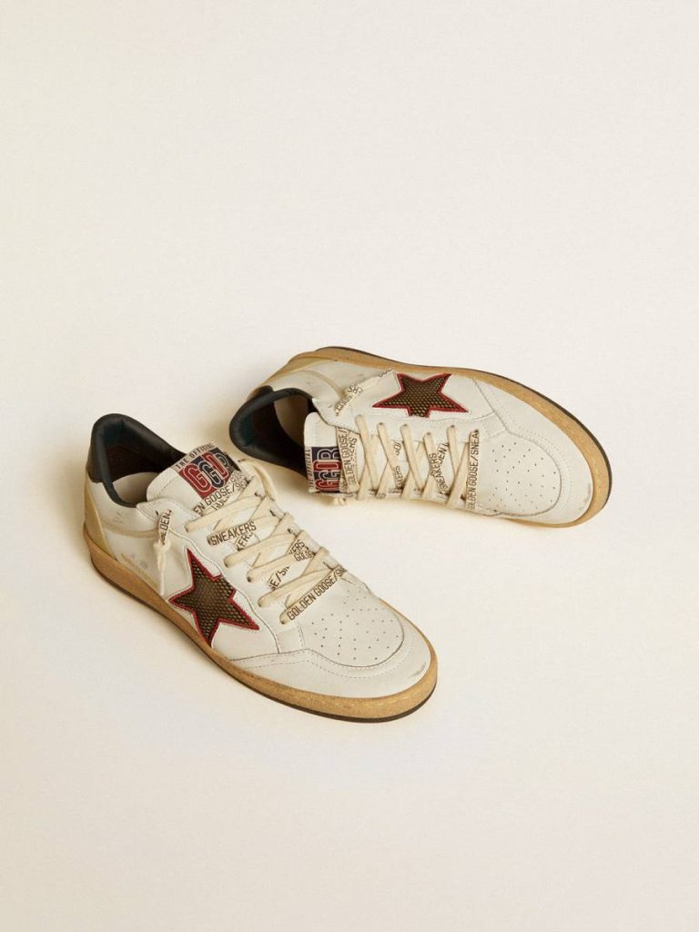 Golden Goose Women Ball Star Women’s Ball Star Ltd With Mesh Star And Midnight Blue Leather Heel Tab White