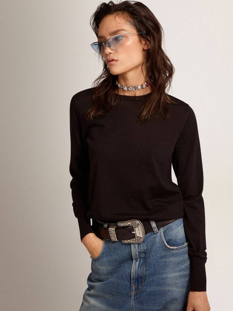 Golden Goose Women Black Knitwear Women's Round-Neck Sweater In Black Wool