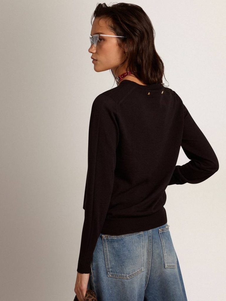 Golden Goose Women Black Knitwear Women's Round-Neck Sweater In Black Wool