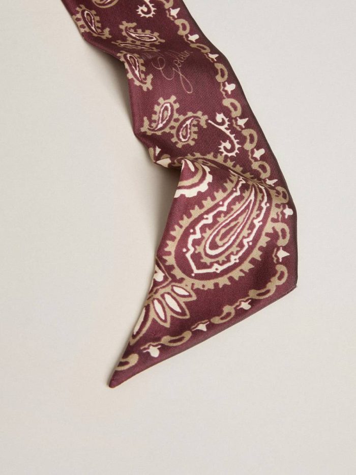 Golden Goose Women Burgundy Bag Accessories Ribbon In Burgundy Silk Twill With Paisley Pattern