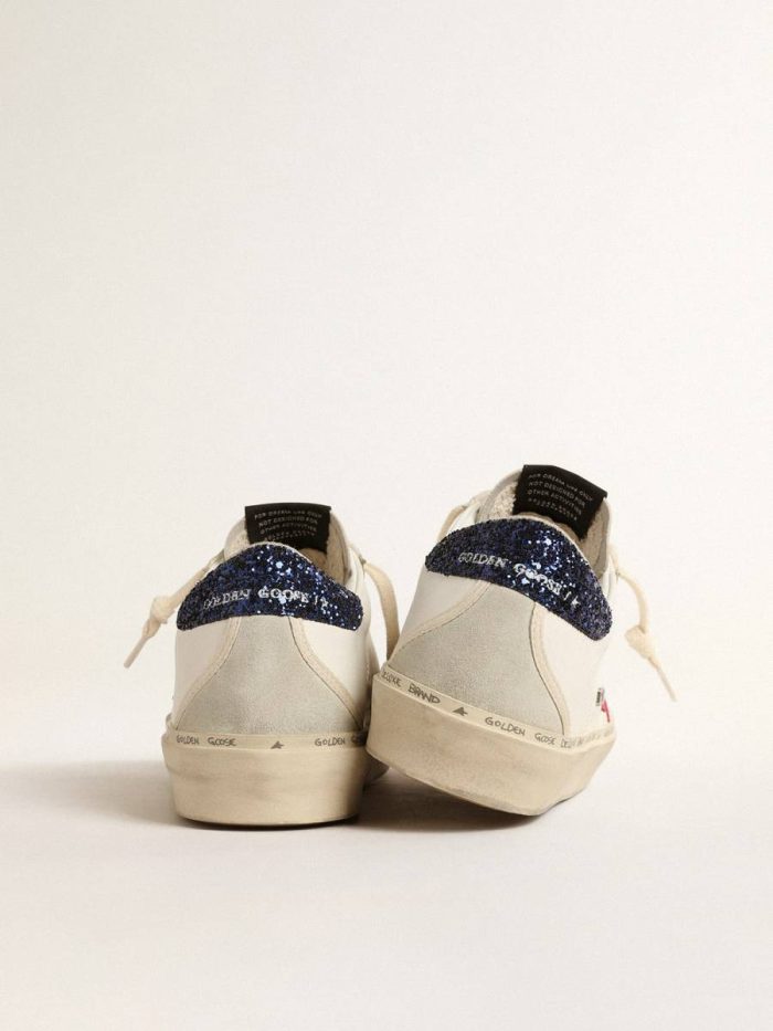 Golden Goose Women Hi Star White Hi Star With Fuchsia Leather Star And Blue Glitter Heel Tab