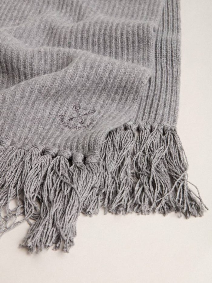Golden Goose Women Silks & Scarves Gray Melange Gray Ribbed Wool Scarf