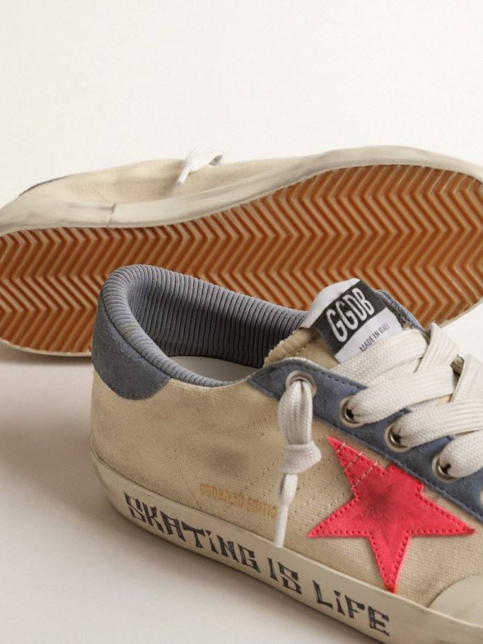 Golden Goose Women Super-Star Penstar Ltd In Canvas With Lobster-Colored Suede Star Super-Star