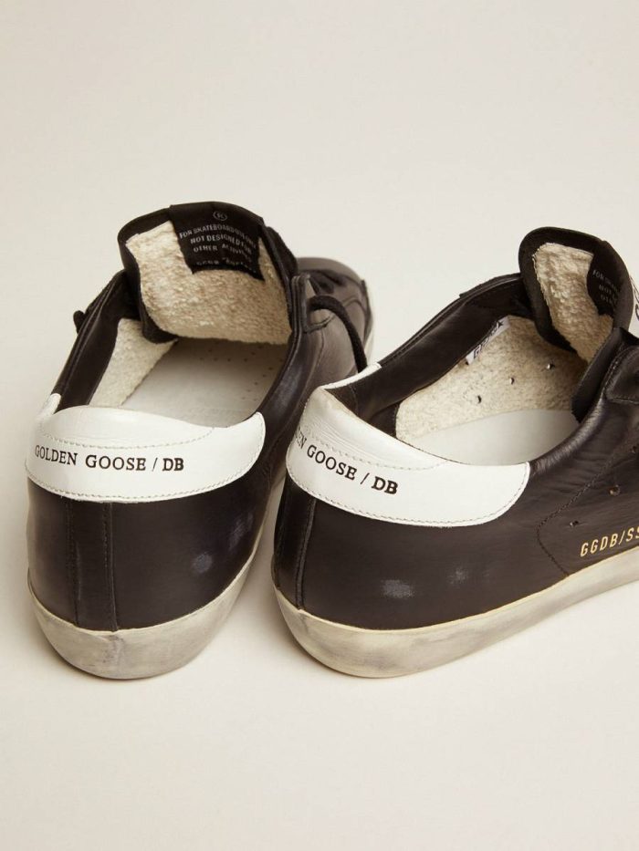 Golden Goose Women Super-Star Women’s Super-Star In Black Leather With White Leather Star And Heel Tab