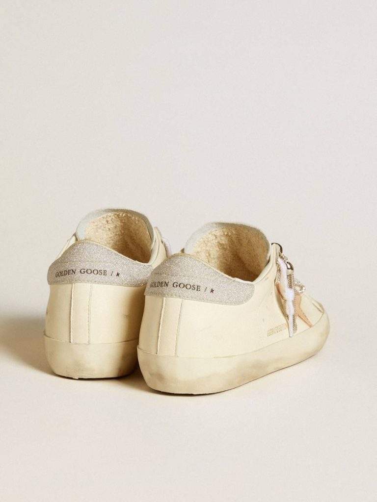 Golden Goose Women Super-Star Women's Super-Star Ltd In Nappa Leather With Nude Leather Star And Glitter Heel Tab