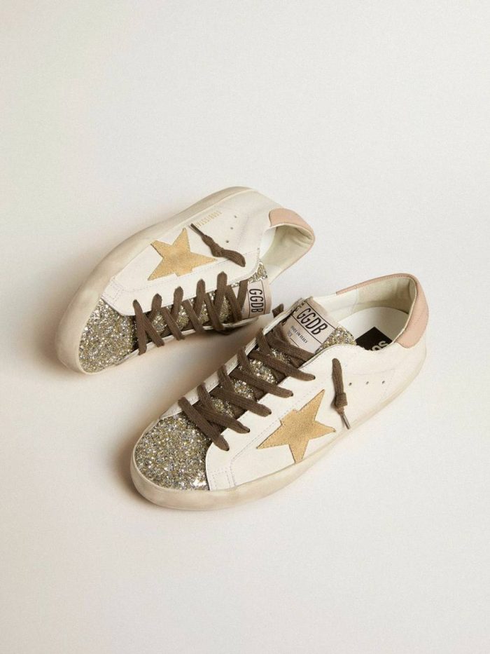 Golden Goose Women White Women’s Bio-Based Super-Star With Platinum Glitter Tongue Super-Star