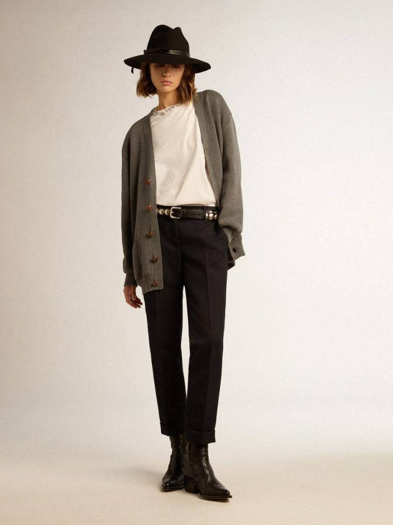 Golden Goose Women Women's Dark Blue Wool Cigarette Pants Dark Blue Jeans & Pants