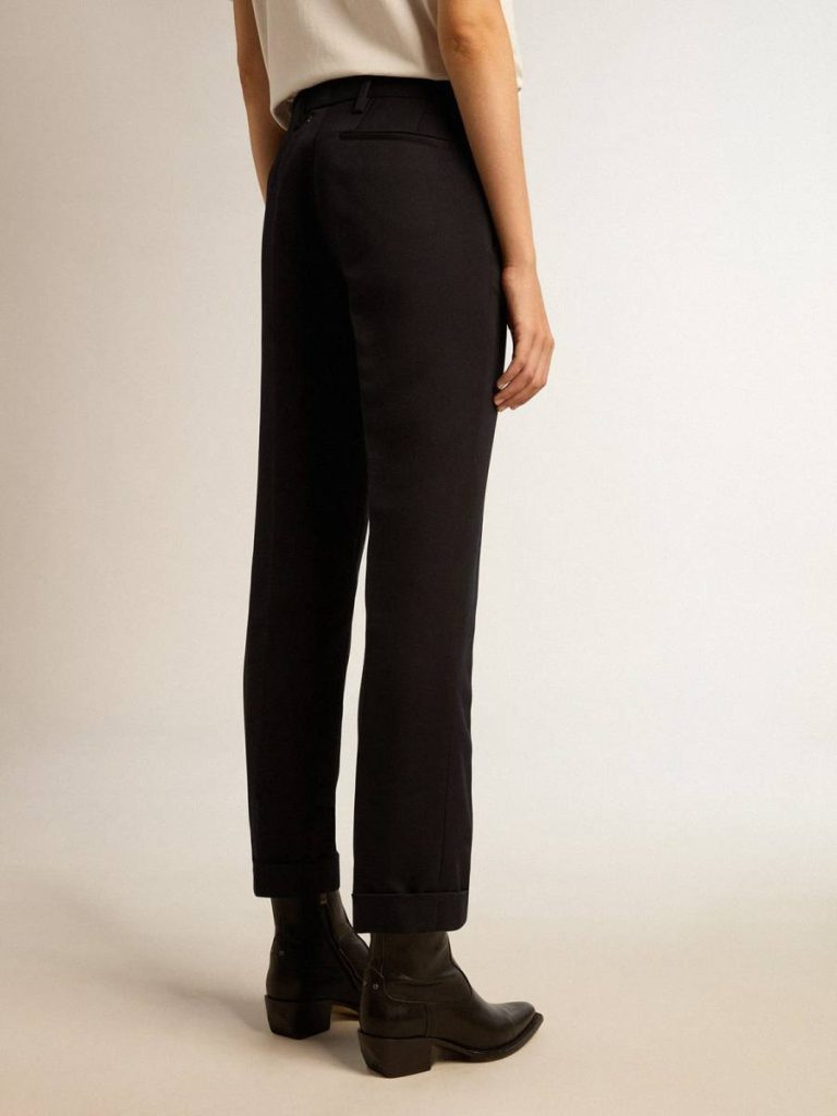 Golden Goose Women Women's Dark Blue Wool Cigarette Pants Dark Blue Jeans & Pants