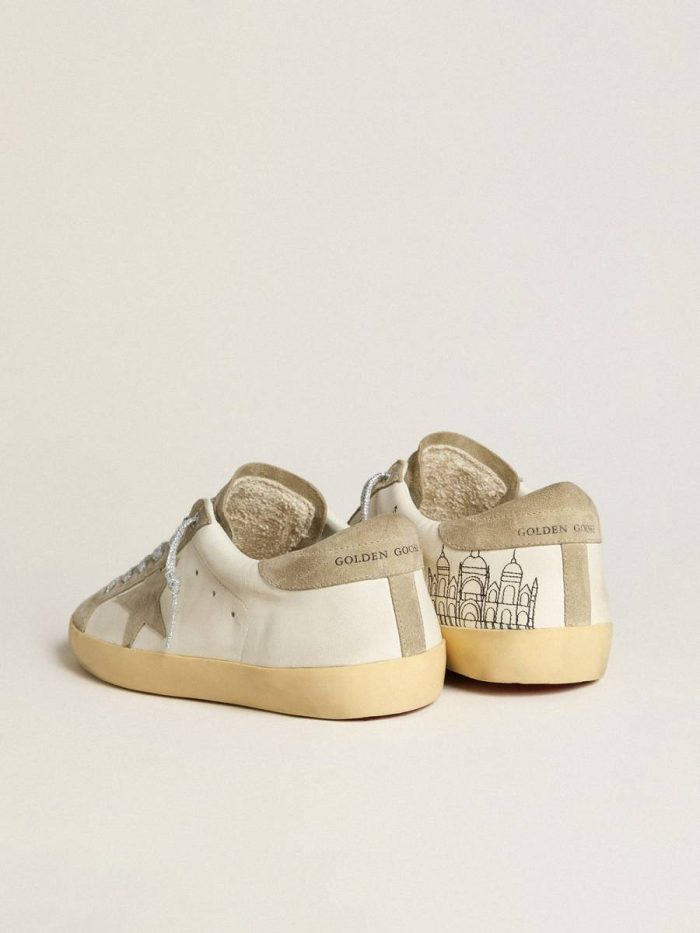 Golden Goose Women Women’s Super-Star In Nappa With Ice-Gray Suede Star And Black Embroidery Super-Star