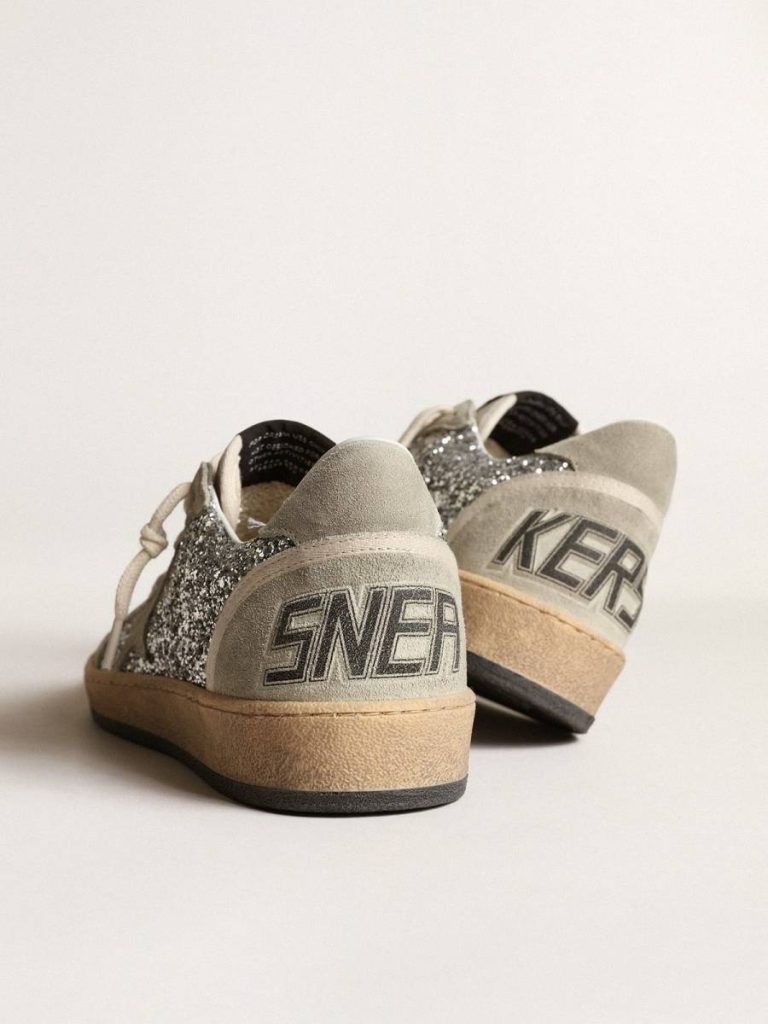 Golden Goose Women’s Ball Star In Silver Glitter With Ice-Gray Suede Inserts Ball Star Women