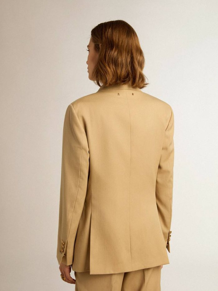 Golden Goose Women’s Double-Breasted Blazer In Sand With Gold Heraldic Buttons Sand Blazers Women