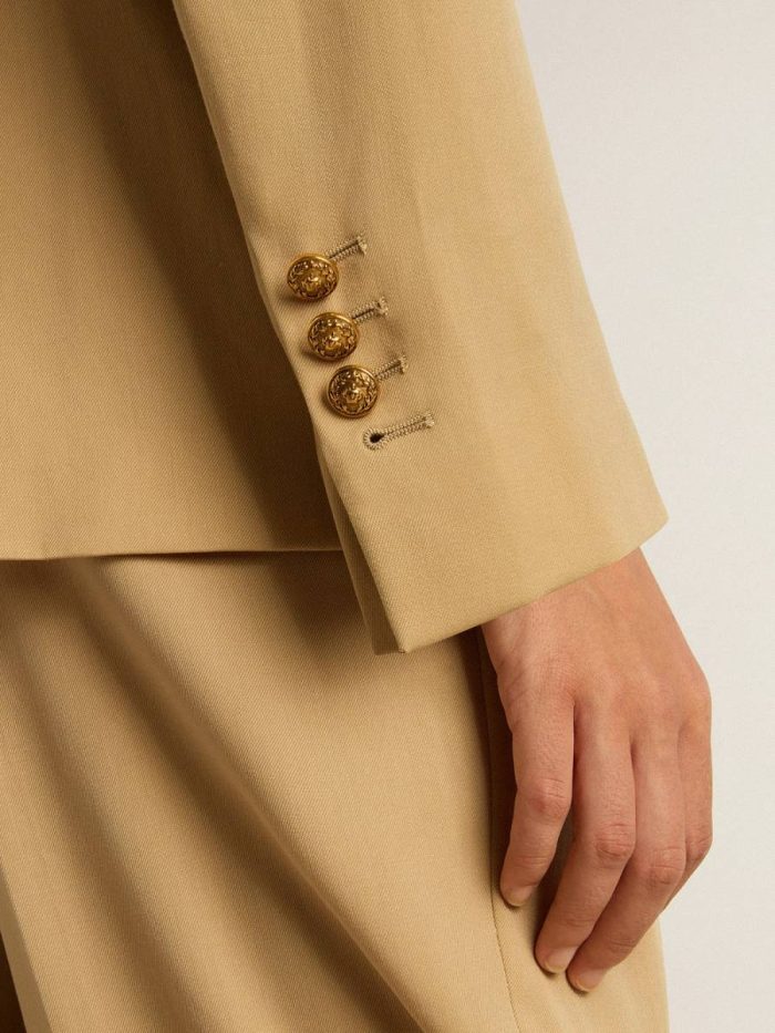 Golden Goose Women’s Double-Breasted Blazer In Sand With Gold Heraldic Buttons Sand Blazers Women
