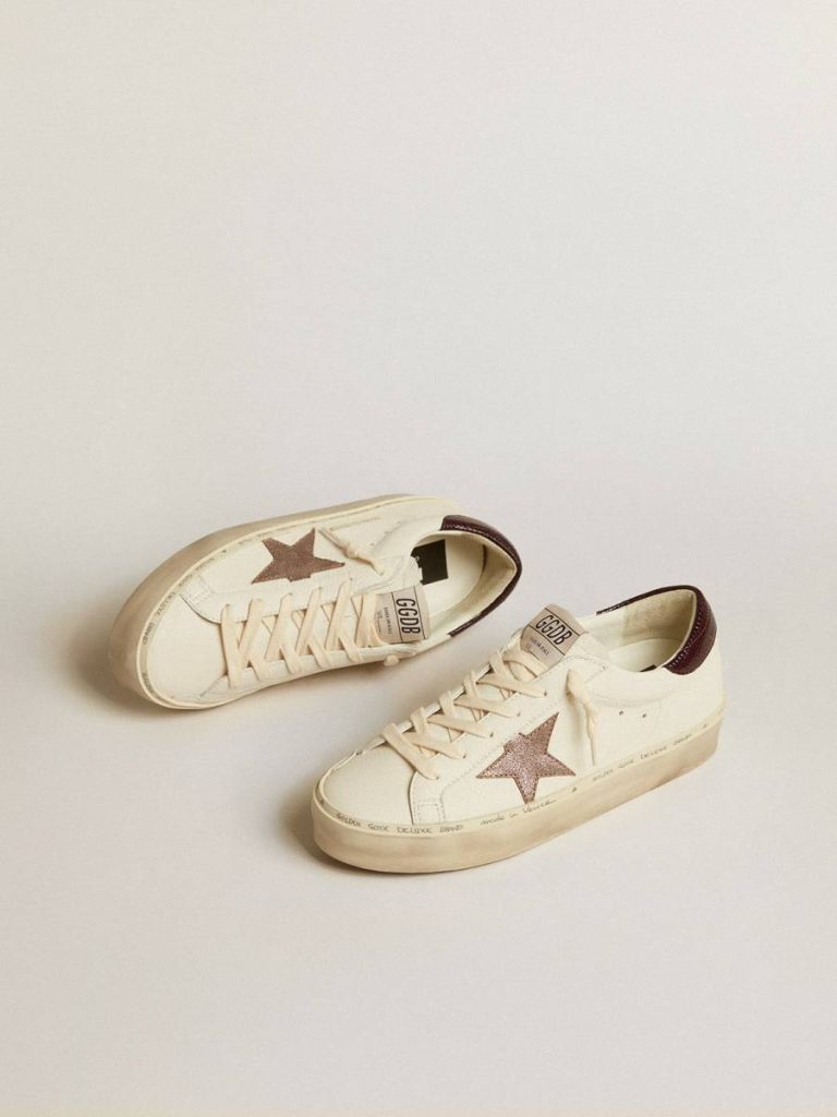 Golden Goose Women's Hi Star Ltd In Nappa With Glitter Star And Lizard-Print Heel Tab Women Hi Star