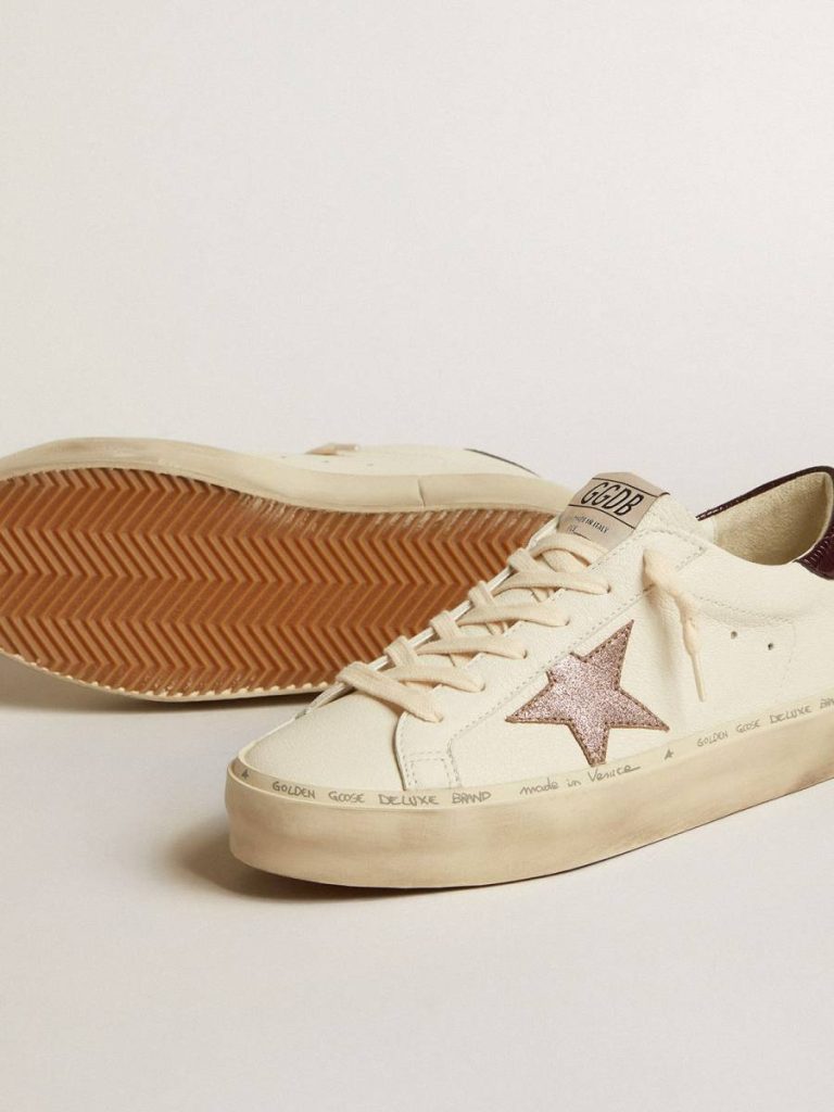Golden Goose Women's Hi Star Ltd In Nappa With Glitter Star And Lizard-Print Heel Tab Women Hi Star