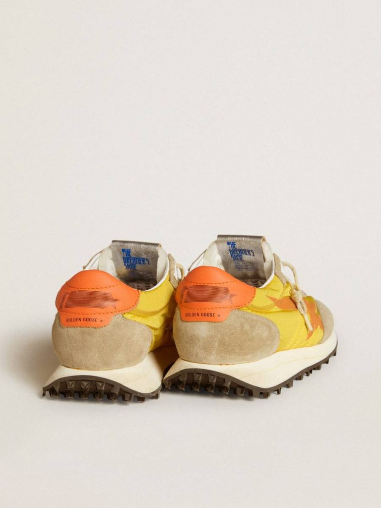 Golden Goose Women’s Marathon With Yellow Nylon Upper And Orange Star Marathon Women