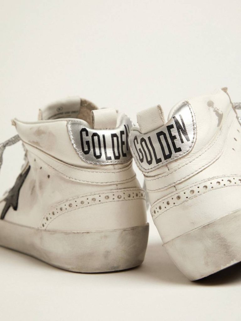 Golden Goose Women's Mid Star With Laminated Heel Tab And Glitter Laces Mid Star Women