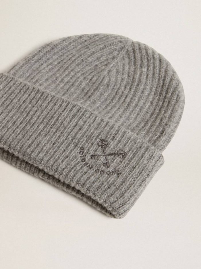 Gray Ribbed Wool Beanie Women Golden Goose Hats Gray Melange