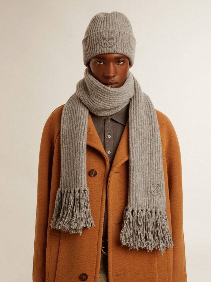 Gray Ribbed Wool Beanie Women Golden Goose Hats Gray Melange