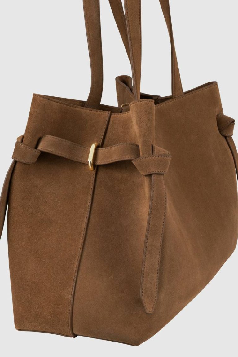 Gyoza Tote - Cognac Suede Women Tote Bags Yuzefi