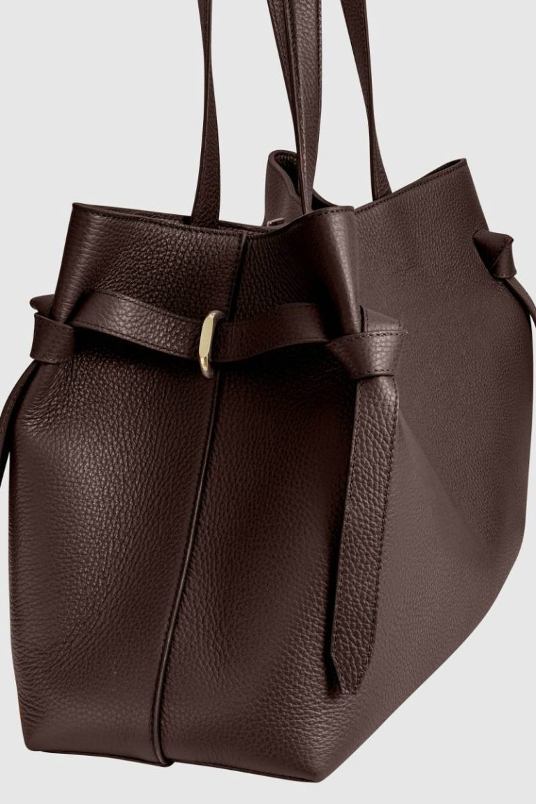 Gyoza Tote - Espresso Pebble Grained Leather Women Espresso Yuzefi Tote Bags