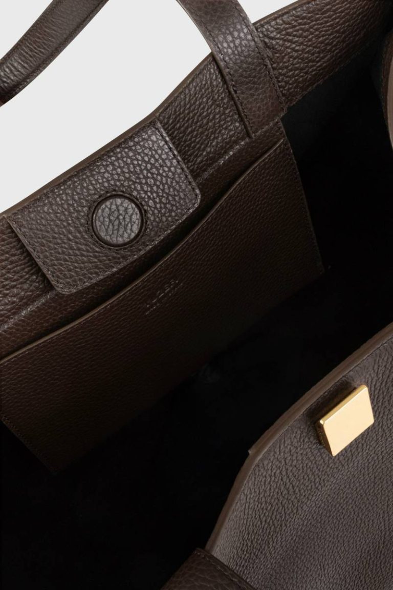 Gyoza Tote - Espresso Pebble Grained Leather Women Espresso Yuzefi Tote Bags