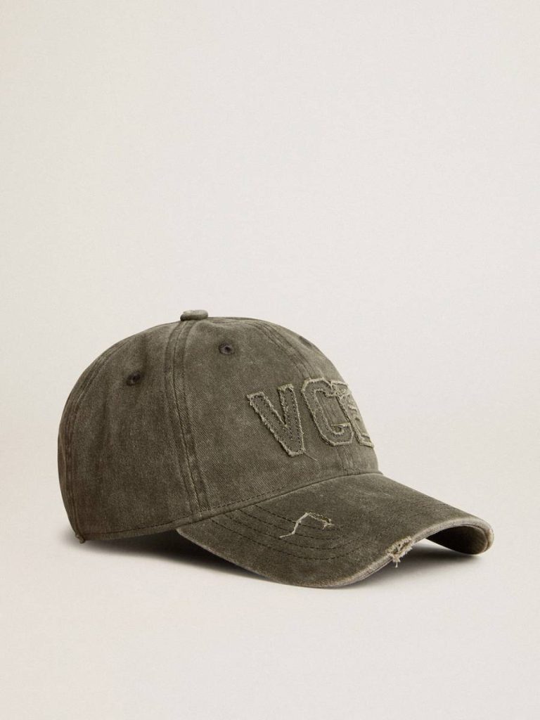 Hats Women Golden Goose Olive Olive-Green Cotton Baseball Cap With A Lived-In Finish